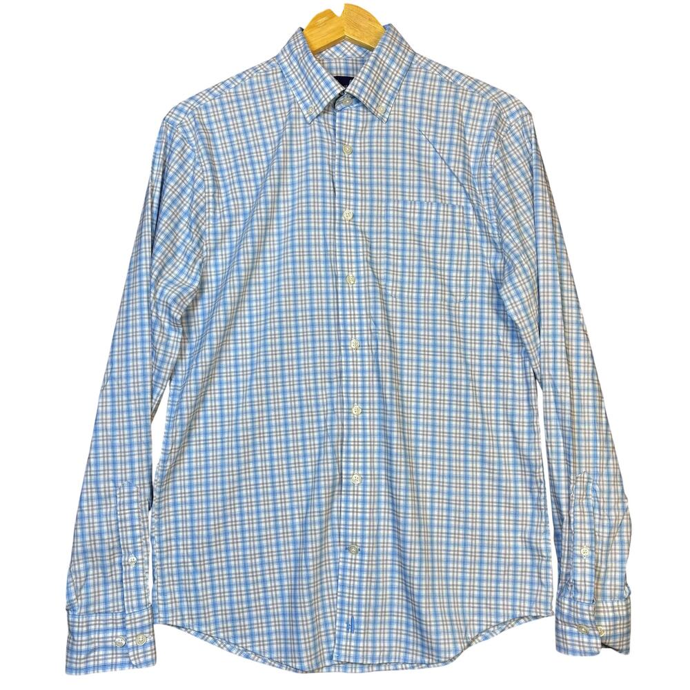 Johnnie O Men's Novak Prep-Formance Button-Down Shirt Small Maliblue Plaid Golf